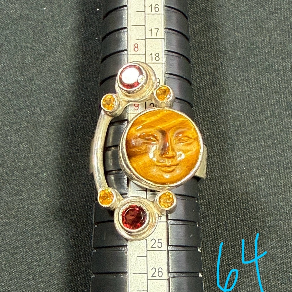 PRICE FIRM •NWOT Sajen 925 sterling silver ring carved tigers eye garnet citrine